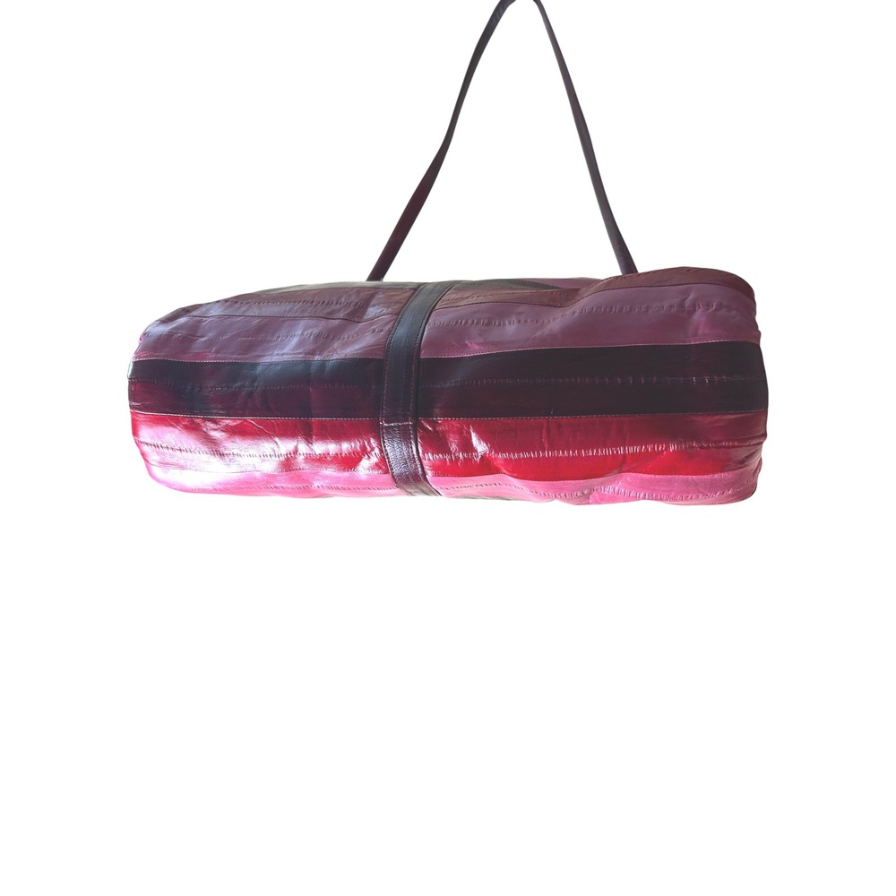 Vintage‎ Lee Sands Pink/ Red/ Burgandy  Eel Skin Leather Shoulder Bag Unique - Picture 7 of 15